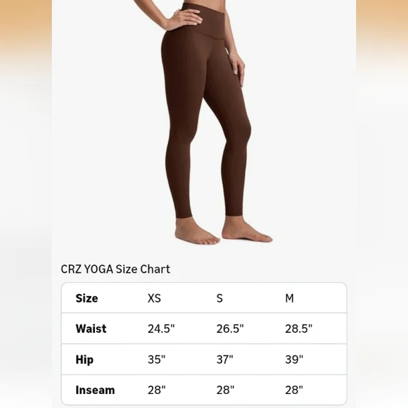 CRZ YOGA Butterluxe Yoga Leggings 28'' - High Waisted Brown Sz M - Picture 5 of 9